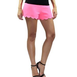 Atmosphere Hot Pink Scalloped Side Zipper Short Shorts Sz 12/14 NWT
